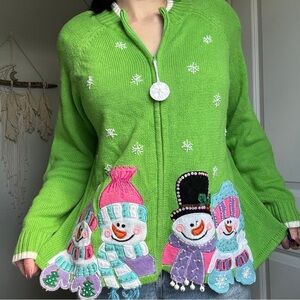 Vintage 🎄☃️ Ugly Christmas Sweater Snowman Cardigan